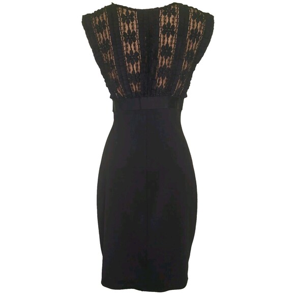 MAX STUDIO Womens Little Black Dress M Sheath Bodycon Sleeveless V-Neck Ruffles - Picture 2 of 13